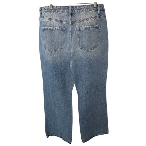 Blue Straight Leg Jeans with Distressed Knees - Picture 4 of 5